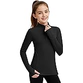 JOCMIC Girls Half Zip Athletic Jacket, Equestrian Horse Riding Long Sleeve Shirt, Kids Workout Jackets for Golf