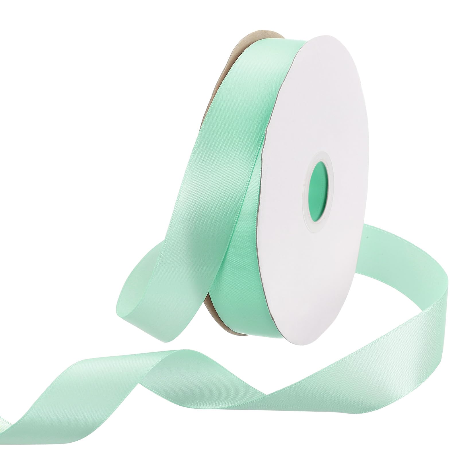 Rebower 25mm Satin Ribbon 46m Thick Double Face Grosgrain Silk Ribbon, [for Gift Wrapping, Hair Bows, Wedding, Cake, Flower] - 50 Yard/150ft/ Turquoise Green