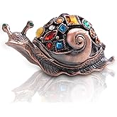 YU FENG 3.5inch Crystals Bejeweled Trinket Box Hand-Painted Brown Snail Animal Figurine Hinged Jewelry Box Collectible for Women Christmas Gift