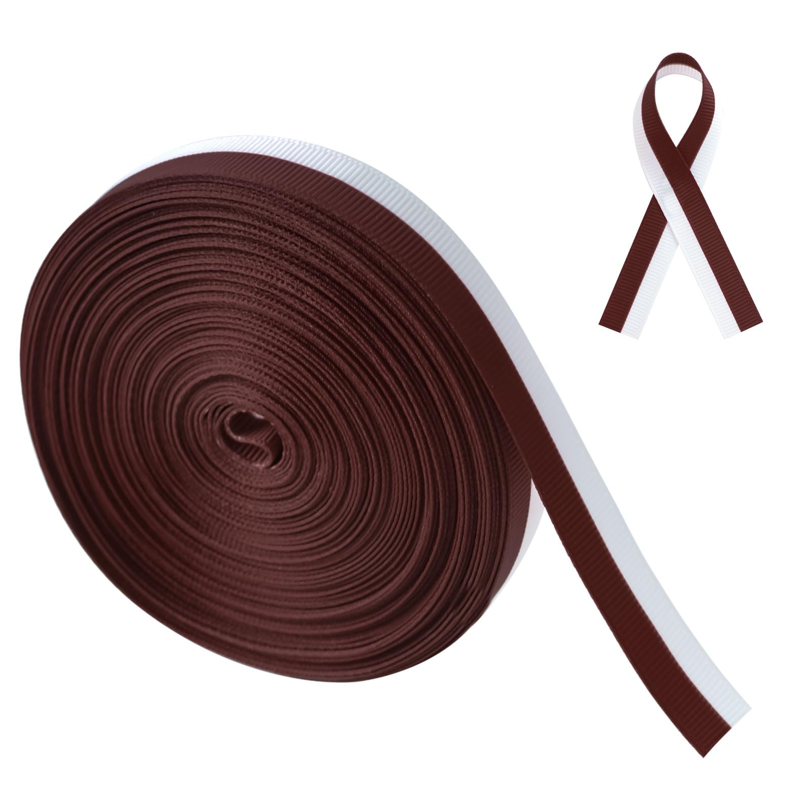 WANDIC 20 Yards Burgundy&White Grosgrain Ribbon, Head and Neck Cancer Awareness Grosgrain Webbing for Gift Wrapping Brooch Bracelet Making
