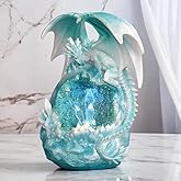 ICE Armor Hand Painted 9" H LED White and Blue Dragon Figurine Statue Sculpture Ornament Decoration Home/Room Decor Ideas for Housewarming, Holidays and Birthdays Great Collectible