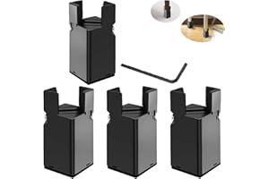 TURHAN Table Leg Risers Heavy Duty for Desk Table and Chair Couch.Can Raise Furniture Height by 3 inches.Table leg extenders fit Furniture's Square or Round Leg Diameter from 0.8''–1.6''(Black, Set of 4)