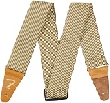 Fender Vintage Tweed Guitar Strap 44-49.5 in Yellow Gold F Logo Reinforced Ends view 1