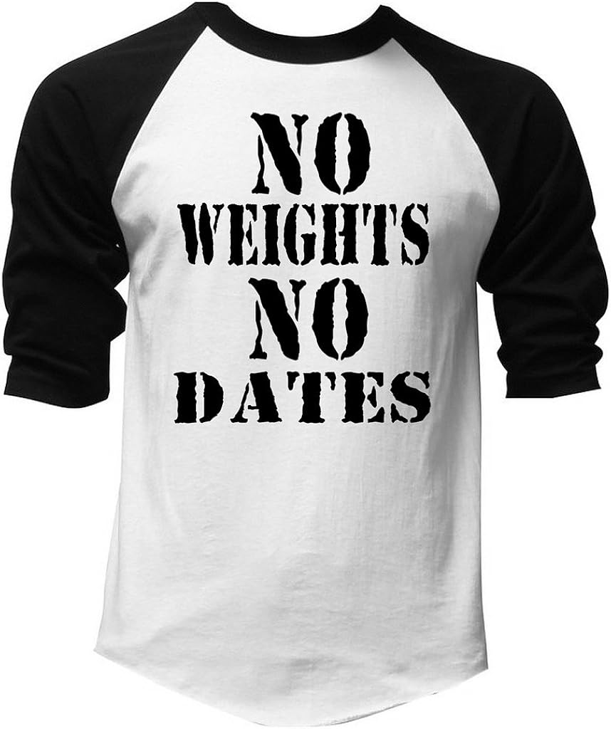 Men's No Weights No Dates V404 Black/White Raglan Baseball T-Shirt