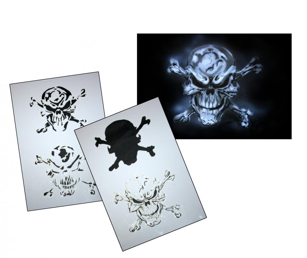 UMR-Design AS-063 Pirate Skull Airbrushstencil Step by Step Size M