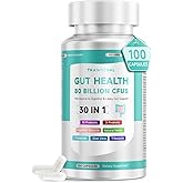 Trawecual Gut Health Capsule Supplement, Supports Microbiome, Leaky Gut, and Digestion, with 80 Billion CFU Probiotics, Prebiotics, Digestive Enzymes, 30-in-1 Gut Health Supplement, 100 Capsules
