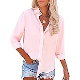 siliteelon Button Down Shirts for Women Dress Shirts Cotton Long Sleeve Collared Blouse Work Business Casual Tops