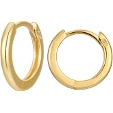 18K Gold Plated Sterling Silver Small Hoop Earrings Ring Cuff Ear Huggies | Simple Mini Hoops | Minimalist Second Hole Hoops Cartilage Hoop