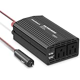 Maxboost 300W Power Inverter Dual 110V AC Outlet + Two 2.4A/24W USB Smart Ports Car Charger [Aluminum Body] DC 12V to 110V AC + DC 5V USB Battery Charger for laptop,iPad,iPhone,Tablet,phone