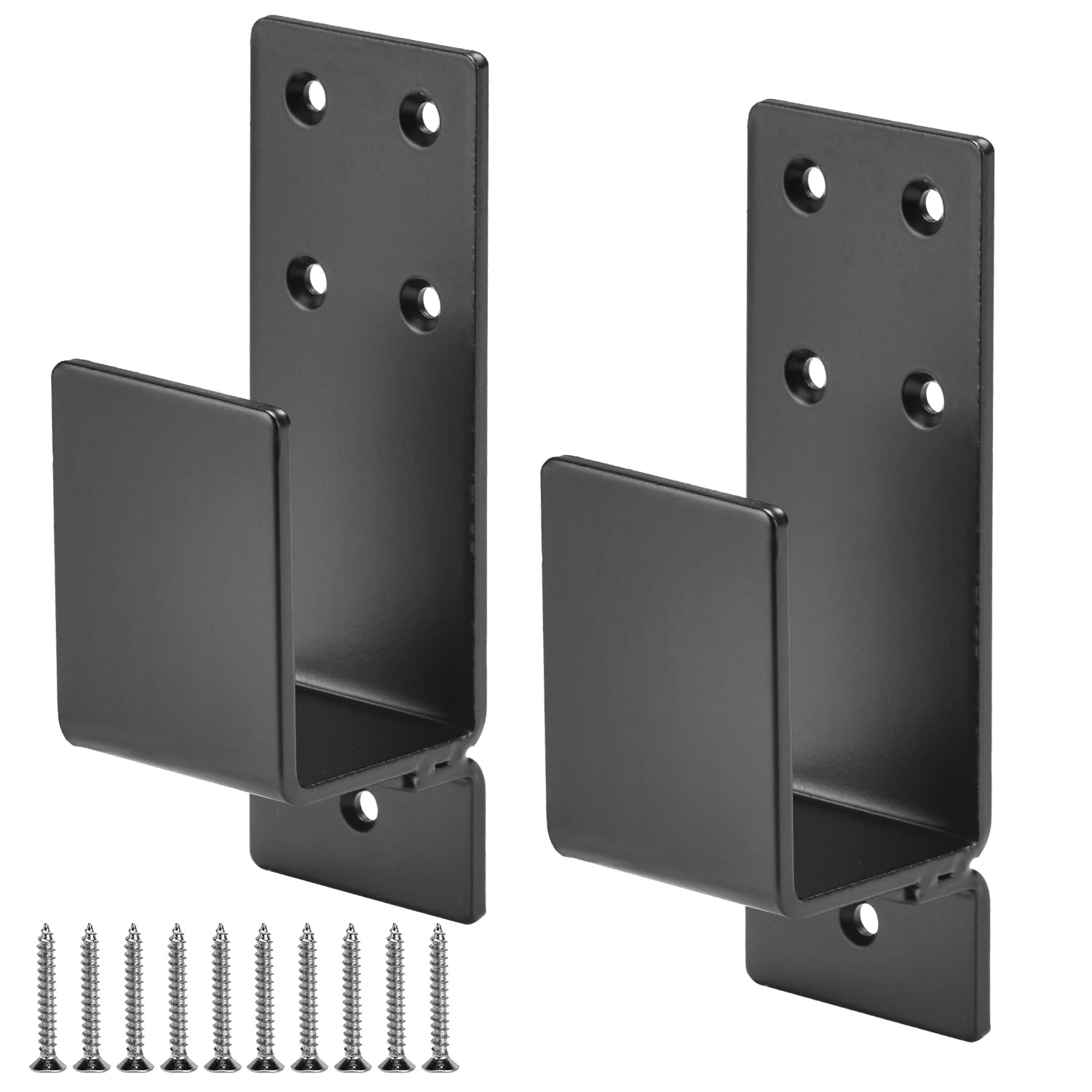 Door Barricade Brackets,Btowin VCF 2PCS Heavy Duty Door Metal Security Bracket for 2X4 Lumber, Drop Open Bar Holder U Bracket,Black Door Lock Brackets for Home,Barn,Shed,Garage,Warehouse,Gate Door
