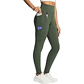 baleaf Women's Fleece Lined Leggings Waterproof Winter Hiking Pants Thermal Running Tights Zipper Pockets High Waisted