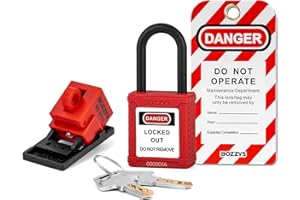 BOZZYS Electrical Circuit Breaker Lockout Device with Insulated Loto pad Locks(Nylon Shackle) for 120/277 Volt Single Pole Clamp-on Breaker Lock Out Tag Out,OSHA Compliant