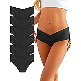 Memouniva Seamless Underwear for Women V-waist No Show Bikini Panties Hipster Soft Stretch Cheeky Invisible Briefs 6 Pack