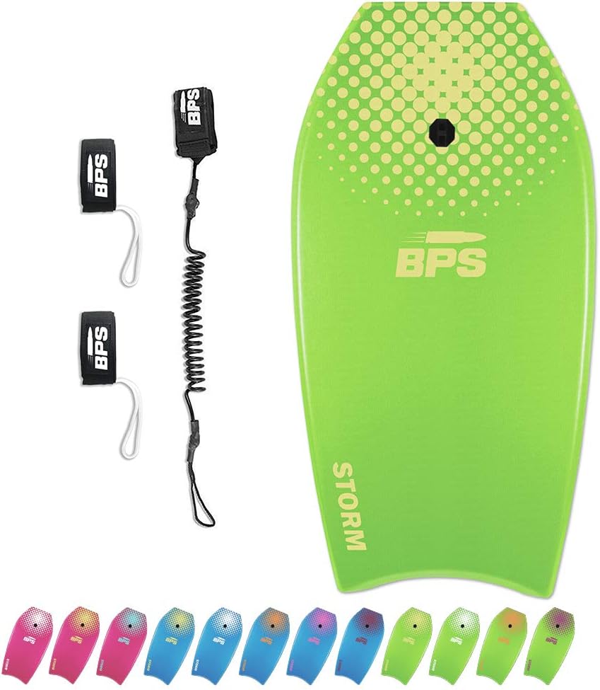 BPS Storm Bodyboard - Includes Premium Coiled Leash and Swim Fin Tethers/Savers
