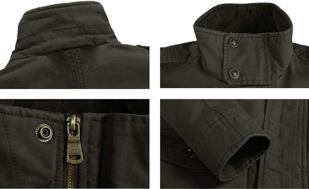 JYG Men's Cotton Stand Collar Military Jacket at  Men’s Clothing store
