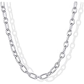 PAVOI 14K Gold Plated Chunky Chain Choker Necklaces for Women | Gold Statement Graduated Link Chain Necklace | Bold Oval Link Barbell Links Paperclip Chains