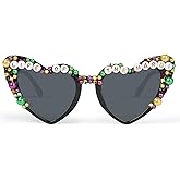 YOGFIT Mardi Gras Beads Sunglasses for Women Men, Mardi Gras Party Outfit Accessories Heart Sunglasses for Women