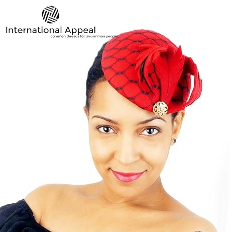 red and black hats and fascinators