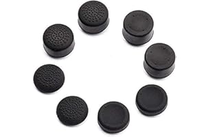 QUEENDREAM for PS5, PS4, PS3, Switch Pro, Xbox one, Xbox 360, Wii U, PS2 Controller Analog Stick Thumbsticks Joystick Cap Rubber Cover Silicone Thumb Grip Cap Joystick Thumbstick Replacement (Pack of 8 Black)