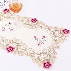 WELLYUK 17 Inch X 11 Inch Embroidered Rose Red