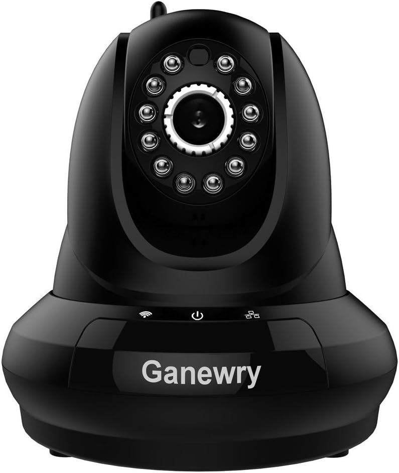 Ganewry 720P WiFi Indoor IP Pan/Tilt Camera, Remote Surveillance, Viewing & Control via App, 16GB Micro-SD Card Included (PS2,Black)
