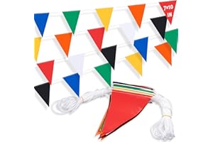 XIFAN 105ft Pennant Banner Flags, 7"x10" Fluorescent Multicolor Safety Flagging Warning Banner for Construction Site/Traffic Control/Boundary Barrier Signs, Perimeter Marking Flags on String, 45 Pcs