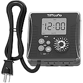 TiFFCOFiO New Digital Outdoor Timer Waterproof, Dial Programmable Method, Outdoor Light Timer with 2FT Extension Cord, 2 Grounded Electrical Outlets for Lights, 6 Sets of Programs, 15A/1875W