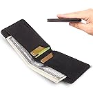 Front Pocket Wallets for Men RFID Blocking Slim Bifold Leather Minimalist Card Case Pabin (Charcoal Black)