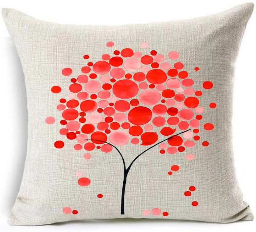 Cartoon circle tree Throw Pillow Case Cushion Cover Decorative Cotton Blend Linen Pillowcase for Sofa 18 "X 18 " ?? ?? ¡­ (23)