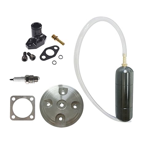 Black Power Boost Bottle CNC Silver Cylinder Head Cover For 80cc Motorized Bike