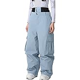 SnowElve Womens Ski Pants Mens Waterproof Insulated Baggy Snow Pants Loose Cargo Pants Snowboard Pants Winter Outdoor