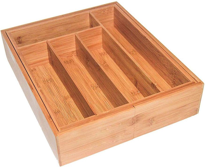 jieGorge Kitchen Drawers, 1.8 inch Deep Expandable Bamboo Wood Cutlery Tray Drawer Utensil Organizer, Kitchen，Dining & Bar Sales (Brown)