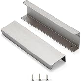 Satanga Edge Finger Tab Pull for cabinets Kitchen Concealed Drawer pulls Aluminum Flat Hidden Back Mount Door Handle for Home Pack of 6 Modern Brushed Nickel 5" Hole Center Easy Installation