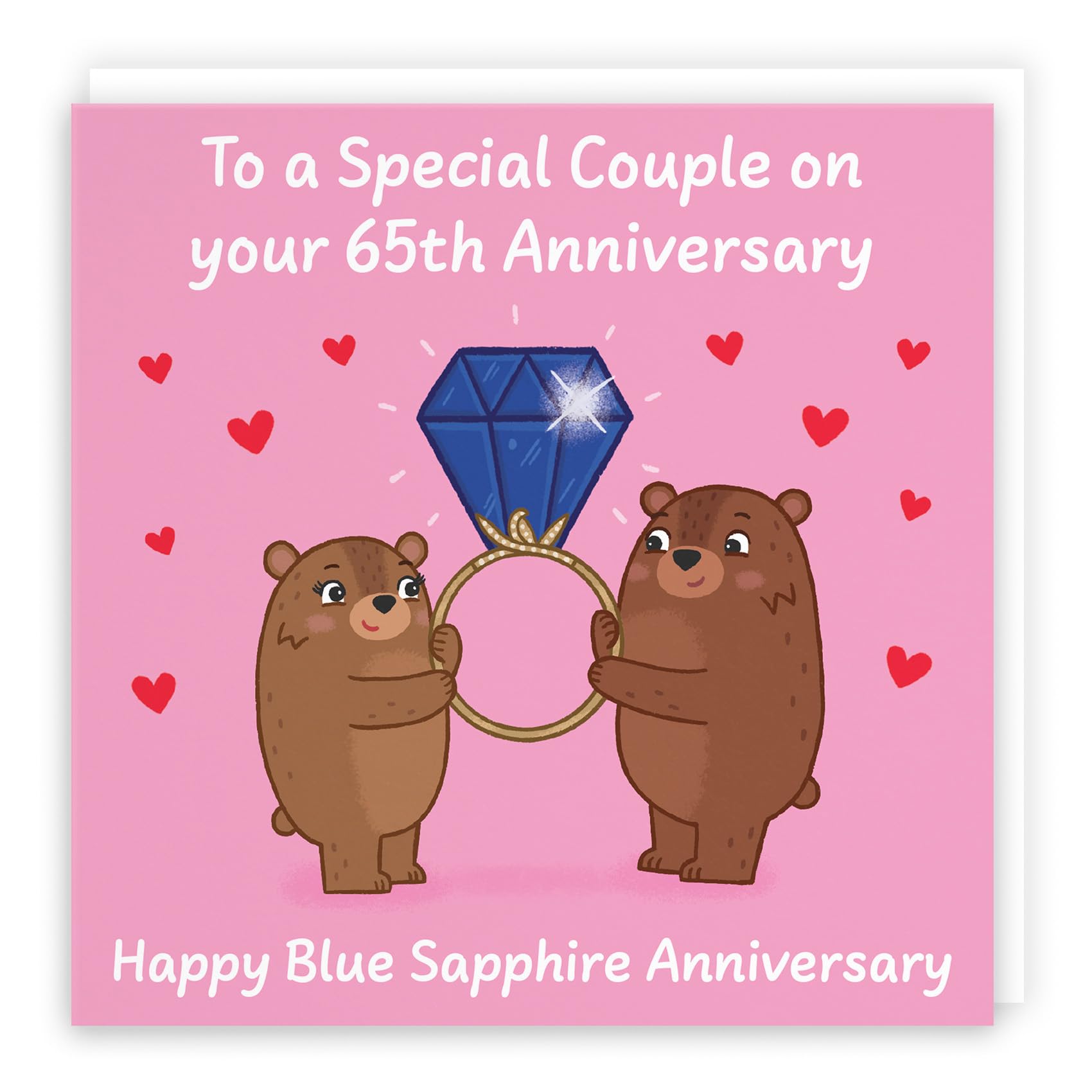 Hunts England - Couple 65th Anniversary Card - Blue Sapphire Anniversary - 65 Years - Cute Fun Bears Card - Love Story Collection