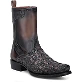 Cuadra Men's Bovine Leather Woven Boot Brown Side Zip