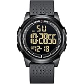 GOLDEN HOUR Ultra-Thin Minimalist Sports Waterproof Digital Watches Men with Wide-Angle Display Rubber Strap Wrist Watch for 
