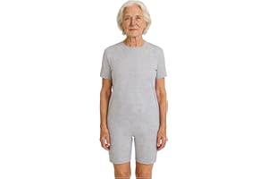 easyforever Unisex Adult Special Needs Adaptive Clothing Anti-Strip Romper Short Sleeve Zip Back