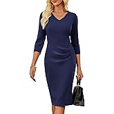 GRACE KARIN 2025 Women's Wear to Work Bodycon Dress, 3/4 Sleeve V Neck Business Casual Office Elegant Pencil Dresses
