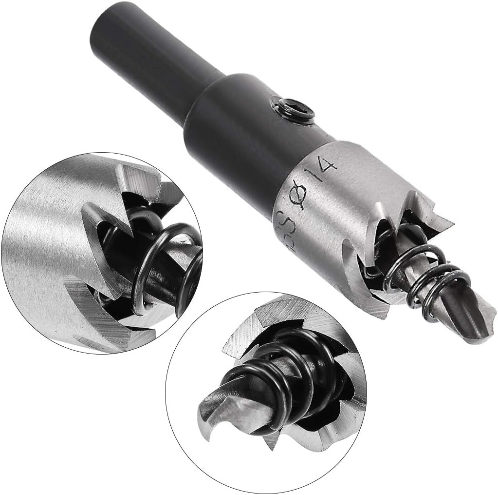 sourcingmap 4 Pcs 14mm High Speed Steel HSS Drill Bit Hole Saw for Metal Alloy Wood, Black, Silver - Image 5