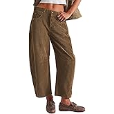 Acelitt Womens Straight Leg Elastic Waist Corduroy Pants with Pockets, S-2XL