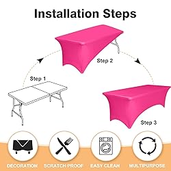 2 Pack 6 Feet Fuchsia Spandex Tablecloth for