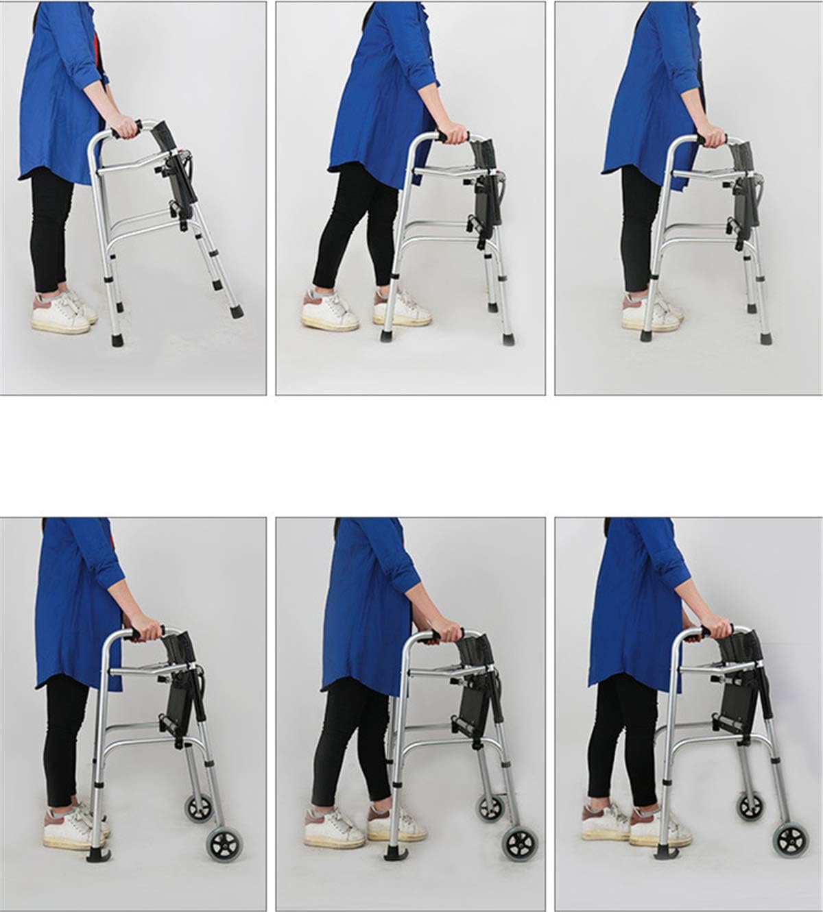 Autopeck Folding Standard Walker Bathroom Toilet Handrail Aluminium Foldable Walking Frame Bariatric Heavy Duty for Seniors Adults -