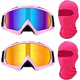 Cuffbow Motorcycle Goggles with Balaclava Face Mask, Dirt Bike Motocross ATV Riding Racing Ski Glasses for Men Women Youth