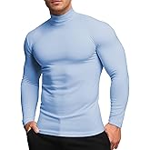RGJU Mens Mock Turtleneck Long Sleeve Shirts, High Neck Thermal Base Layer