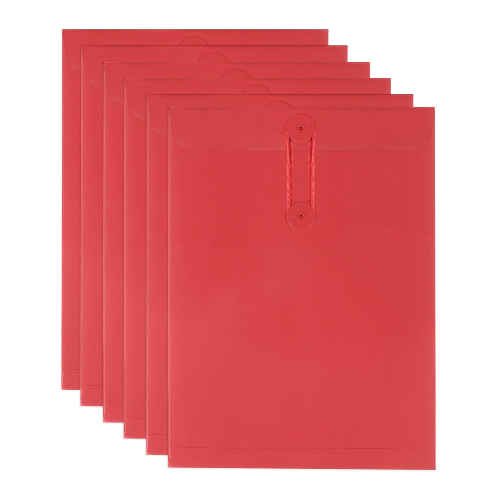 PATIKIL 6 Pcs Kraft Paper Envelope with String Tie Closure, A4 Vintage Envelopes File Folder Bag for Office Business Home Card Storage Document Organize, Red
