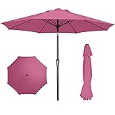 PatioKingdom Patio Umbrella with Push Button Tilt and Crank, Outdoor Market Umbrella with 8 Fiberglass Ribs, UV Protection Table Umbrella for Pool,Backyard,Garden,Deck