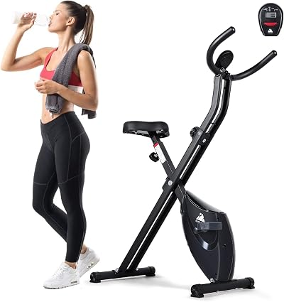 EVOLAND 265LBS Foldable Exercise Bike with LCD Display 8 Resistance Levels