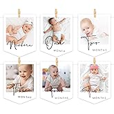JarThenaAMCS 2Pcs 1st Birthday Baby Photo Banner for Newborn to 12 Months Monthly Milestone Photograph Bunting Garland Gender Neutral Picture Display Garlands for One Year Old Celebration Decor