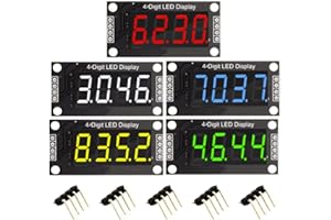 HiEmbedLogic Four Digit 0.36" Digital Display LED Seven Segments Double Dots Module Inbuilt TM1637 Serial Driver Board (White, Red, Green, Blue, Yellow Colors- 5 pcs)