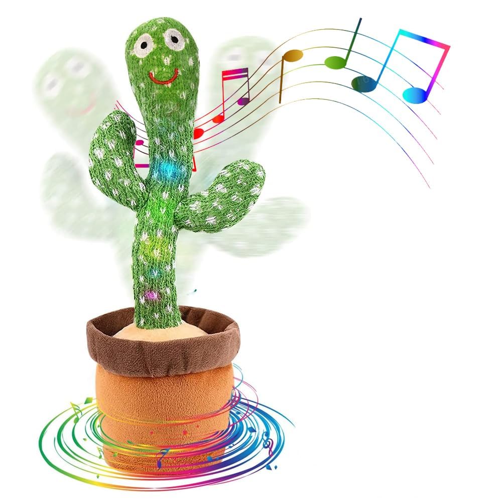Edencomer Dancing Talking Cactus Toy, Volume Control Singing Cactus Toy, Repeating What You Say, Interactive Toy for Baby Encourage Speech, Birthday Easter Gifts for Kids(Red Scarf)